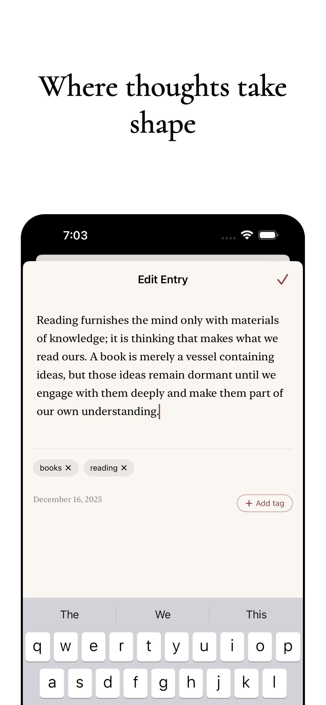 Edit mode — add or refine an entry